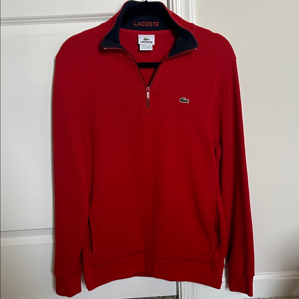 Lacoste Men's Bold Red Zip-Up Sweater